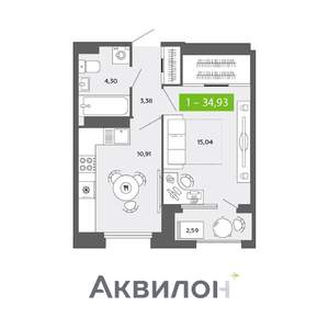 1-к квартира, вторичка, 35м2, 11/16 этаж