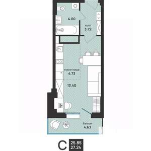 Студия квартира, вторичка, 27м2, 13/13 этаж