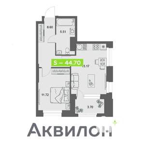 1-к квартира, вторичка, 45м2, 21/32 этаж