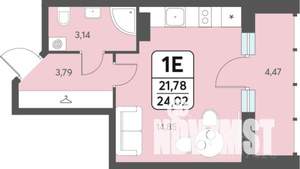 2-к квартира, строящийся дом, 46м2, 4/12 этаж