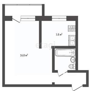 1-к квартира, вторичка, 31м2, 4/5 этаж