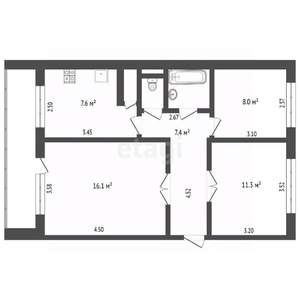 3-к квартира, вторичка, 55м2, 5/5 этаж