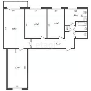 4-к квартира, вторичка, 77м2, 4/9 этаж