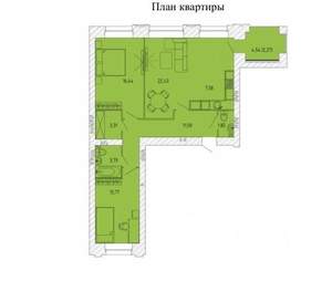 3-к квартира, сданный дом, 82м2, 4/4 этаж