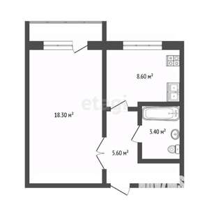 1-к квартира, вторичка, 36м2, 3/9 этаж