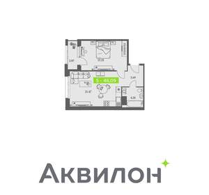 1-к квартира, вторичка, 46м2, 4/11 этаж
