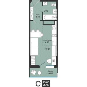 Студия квартира, вторичка, 27м2, 13/13 этаж