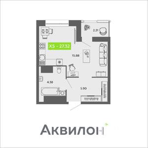 Студия квартира, вторичка, 27м2, 3/16 этаж