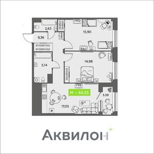 2-к квартира, вторичка, 67м2, 12/16 этаж
