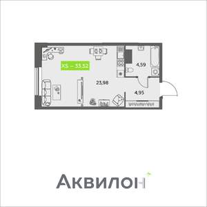 Студия квартира, вторичка, 34м2, 5/16 этаж