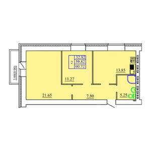 2-к квартира, строящийся дом, 61м2, 2/9 этаж
