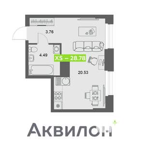 Студия квартира, вторичка, 29м2, 21/32 этаж