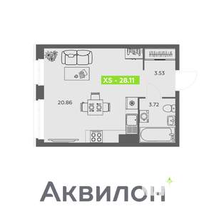 Студия квартира, вторичка, 28м2, 14/16 этаж