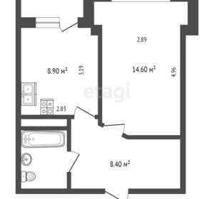 1-к квартира, вторичка, 33м2, 2/9 этаж