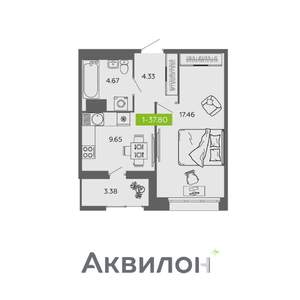 1-к квартира, вторичка, 38м2, 7/16 этаж