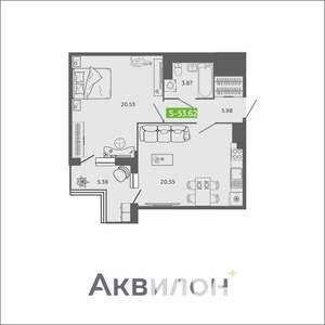 1-к квартира, вторичка, 54м2, 16/16 этаж