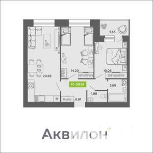 2-к квартира, вторичка, 59м2, 10/11 этаж
