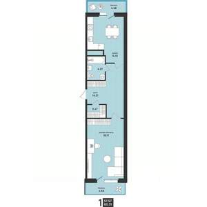 2-к квартира, вторичка, 60м2, 3/13 этаж