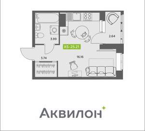 Студия квартира, вторичка, 25м2, 5/16 этаж