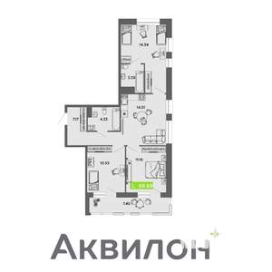 3-к квартира, вторичка, 69м2, 10/16 этаж