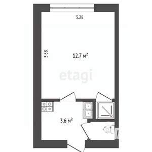 1-к квартира, вторичка, 18м2, 5/5 этаж