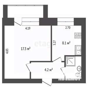 1-к квартира, вторичка, 33м2, 2/5 этаж