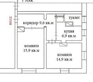 2-к квартира, вторичка, 51м2, 1/2 этаж