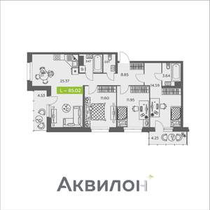 3-к квартира, вторичка, 85м2, 6/8 этаж