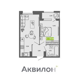 1-к квартира, вторичка, 38м2, 15/16 этаж