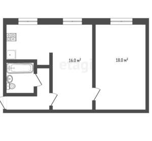 2-к квартира, вторичка, 45м2, 1/5 этаж