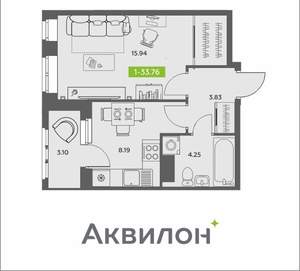 1-к квартира, вторичка, 34м2, 8/16 этаж