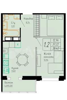 1-к квартира, вторичка, 38м2, 2/11 этаж