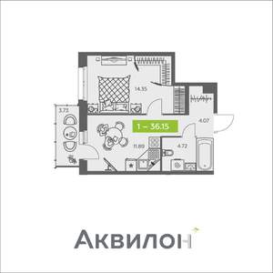 1-к квартира, вторичка, 36м2, 1/8 этаж