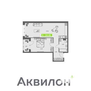 1-к квартира, вторичка, 54м2, 6/8 этаж