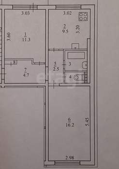 2-к квартира, вторичка, 48м2, 3/5 этаж