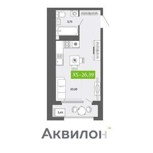 Студия квартира, вторичка, 26м2, 16/16 этаж