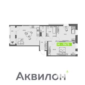 2-к квартира, вторичка, 80м2, 11/16 этаж