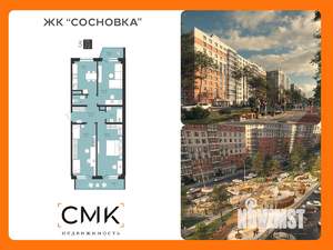 3-к квартира, строящийся дом, 82м2, 3/16 этаж