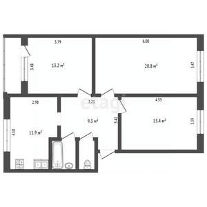 3-к квартира, вторичка, 75м2, 1/2 этаж