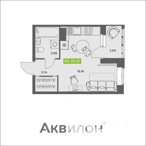 Студия квартира, вторичка, 25м2, 5/16 этаж