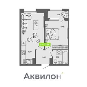 1-к квартира, вторичка, 38м2, 13/16 этаж