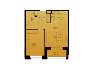 2-к квартира, строящийся дом, 42м2, 13/16 этаж