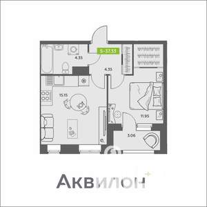 1-к квартира, вторичка, 37м2, 3/16 этаж