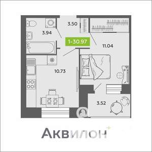 1-к квартира, вторичка, 31м2, 9/11 этаж