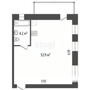 2-к квартира, вторичка, 37м2, 4/4 этаж
