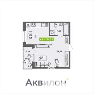 Студия квартира, вторичка, 35м2, 2/16 этаж