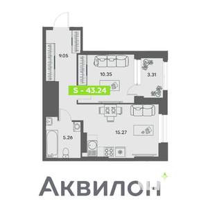 1-к квартира, вторичка, 43м2, 3/32 этаж
