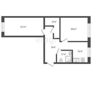 2-к квартира, вторичка, 42м2, 5/5 этаж
