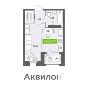 Студия квартира, вторичка, 26м2, 11/16 этаж