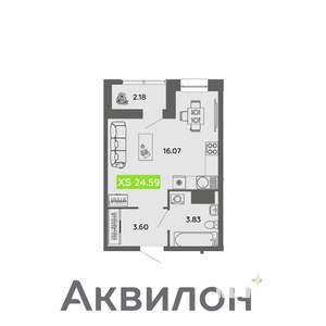 Студия квартира, вторичка, 25м2, 6/16 этаж